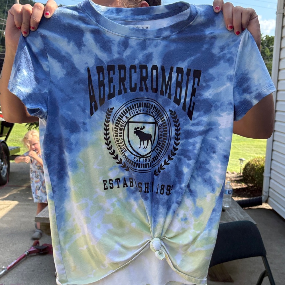 Abercrombie & Fitch Kids Blue and Green Tie-Dye Tee